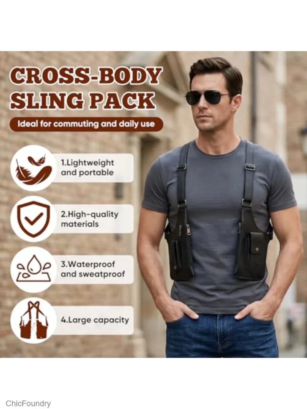 Genuine Leather Slim Concealable Crossbody Shoulder Bag Anti-Theft Travel